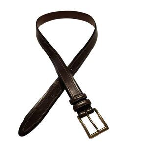 Men's Brown Leather Belt with Gold Buckle Waist 40"-44"